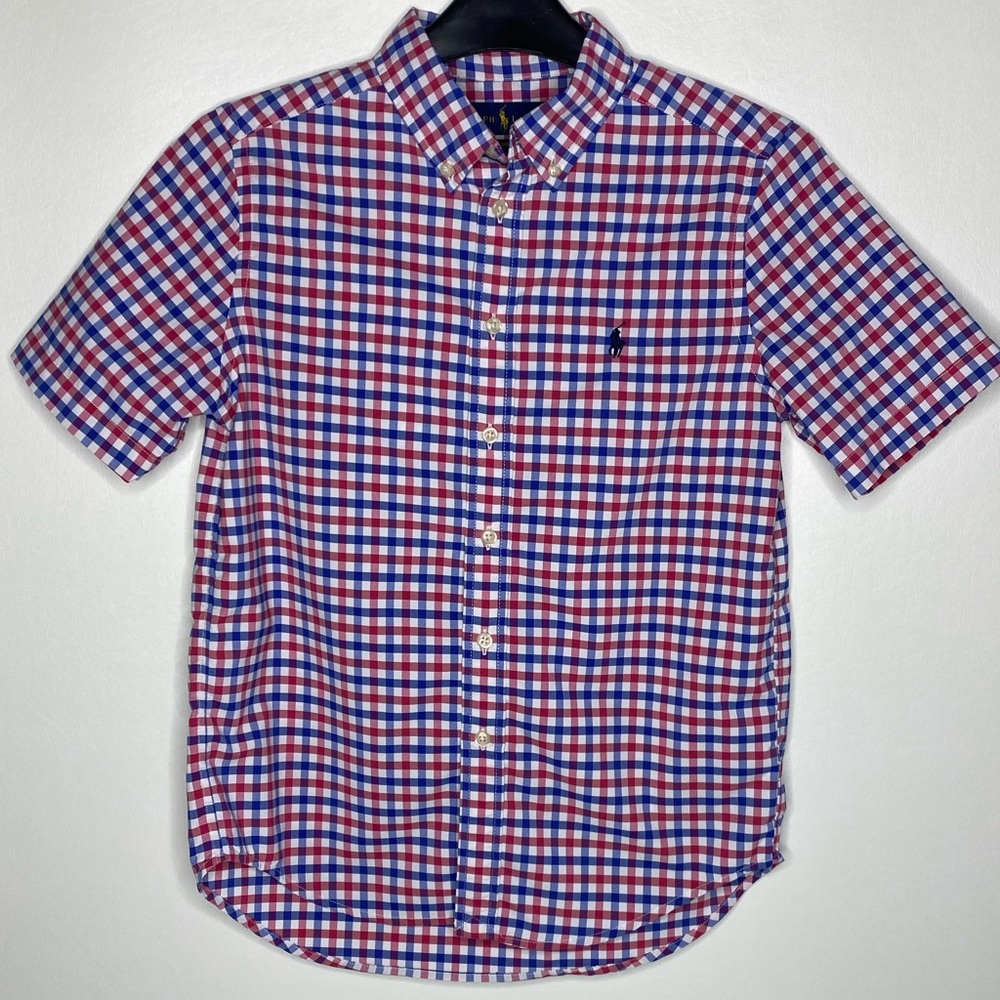 Boy’s Red, White & Blue Plaid Polo
